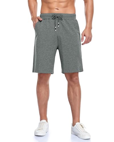 Image of Boyzn Men's 2 Pack Athletic Shorts Comfortable Cotton Workout Shorts Elastic Waist Running Shorts with Zipper Pockets