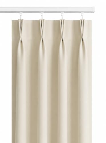 Image of KALIYO Beige Blackout Pinch Pleat Curtains for Living Room & Bedroom | Room Darkening Curtains | Pinch Pleat Header| Noise Reducing | 7 Ft | Pack of 1