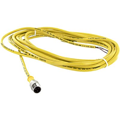 TURCK SB 3T-5, Cordset; Str 1/2-20UNF Male 3pos to Cut End; Yellow; 5 m; 3 x 22 AWG; PVC; 4 A; 250 V; 105 C