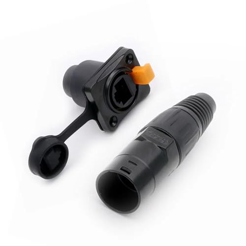 Conectores Ethernet RJ45 estancos con adaptador de panel IP65 y enchufes macho hembra 4