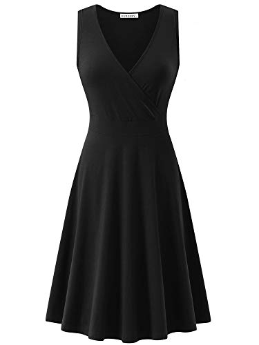 Image of GUBERRY Womens Wrap V Neck Sleeveless Sundress Summer Flare Tank Dress with Pockets