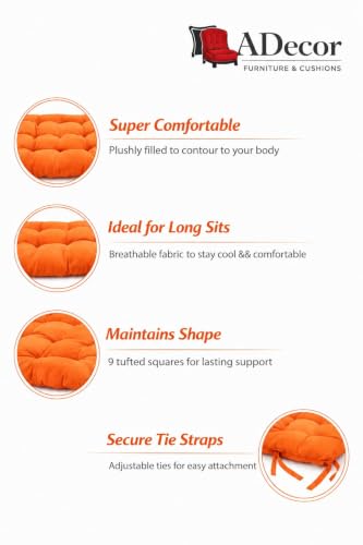 Image of A Decor Soft Cotton Chair Cushion Pad | Comfortable Washable Seat Pad for Dining, Office & Study Pad for Dining, Office & Study Chairs | Thick, Durable Sitting Cushion Chairs Pack of 1| (Orange)