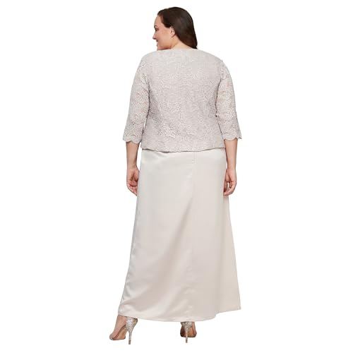 Alex Evenings Women's Plus Size Long A-Line Mock Dress with Jacket3