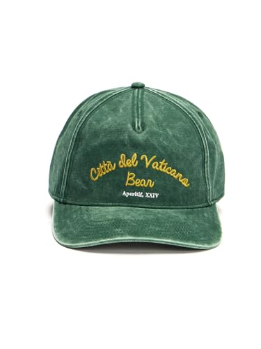 Image of THE BEAR HOUSE Men's Vintage Embroidered Snapback Baseball Cap Green