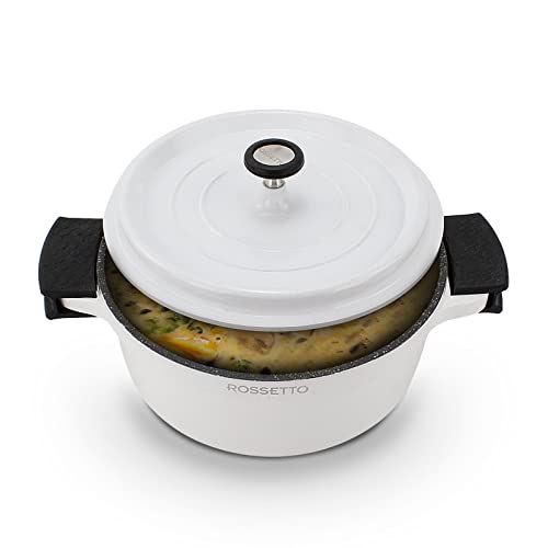 ACTIV CUISINE Olla de aluminio fundido de color blanco, 24 cm Cover