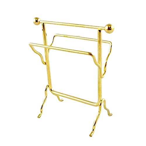 Melody Jane Dolls Houses House Miniature 1:12 Scale Bathroom Accessory Brass Towel Rail Rack Stand