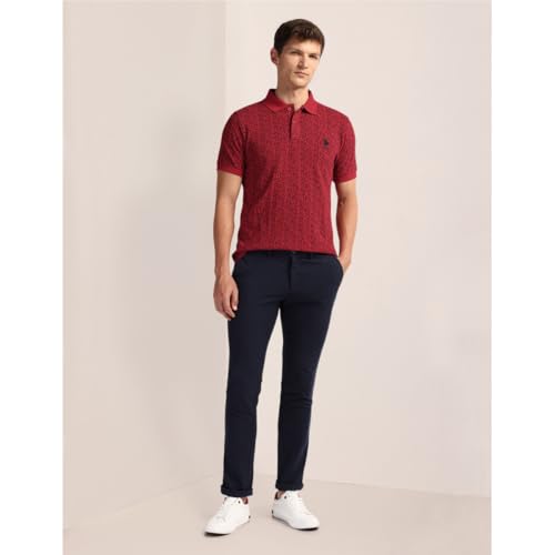 Image of U.S. Polo ASSN. Printed Slim Fit Polo T Shirts for Men - 100% Cotton, Half Sleeves Mens Tshirt