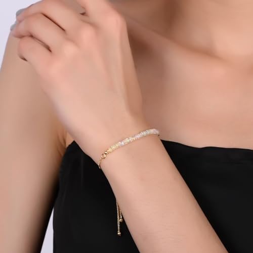 Gempires Bolo Birthstone Bracelets for Women, 14K Gold Plated Bolo Bracelet, Adjustable, Dainty & Hypoallergenic with Genuine Gemstone Beads, gift for her2