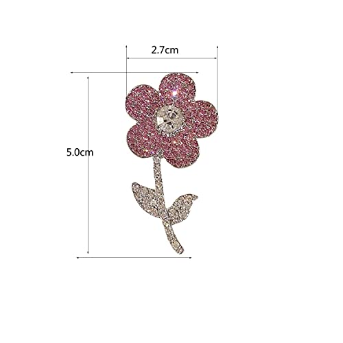 Brincos de flores para mulheres, brincos assimétricos de flor doce e diamante rosa, brincos feminino