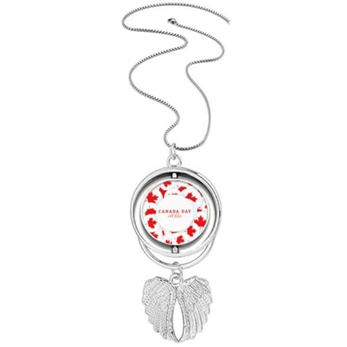 Collier 4 juillet et Canada Day pendentif érable ailes d'ange