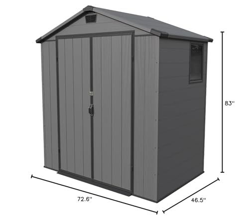 Image of Patiowell 6X4 FT Plastic Outdoor Storage Shed with Floor, Dark Grey