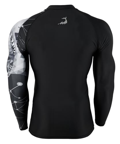 HUGE SPORTS Men's Swim Shirts Long Sleeve Zip Rash Guard UPF 50+ Sun Protective Quick Drying3