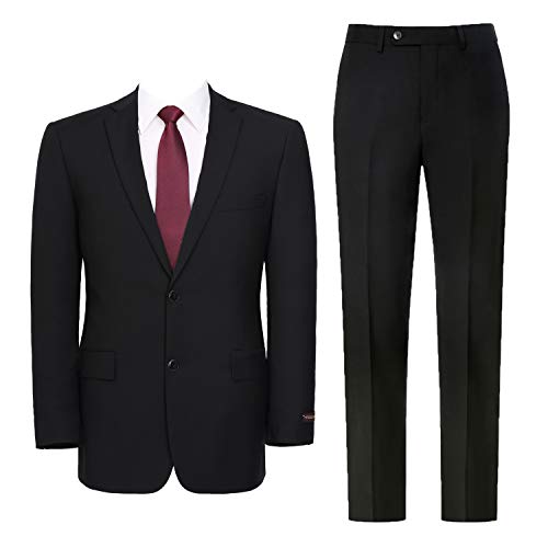 Men's 2-Piece Classic Fit Suit Business Wedding Blazer Prom Tuxedo Single Breasted 2 Buttons Jacket & Pants Set Black