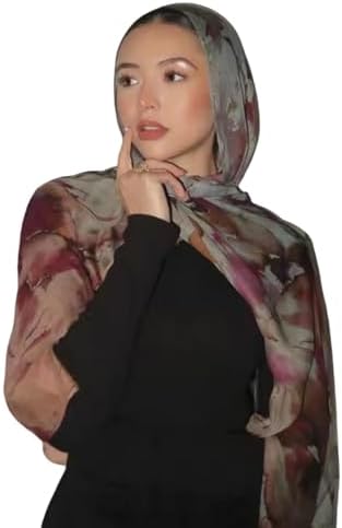 ZGMYC Watercolour Floral Printed Hijab Scarf for Women Soft Modal Cotton Instant Hijab Hea...