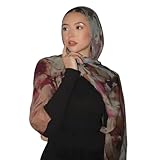 ZGMYC Watercolour Floral Printed Hijab Scarf for Women Soft Modal Cotton Instant Hijab Head Wraps Shawls Long...
