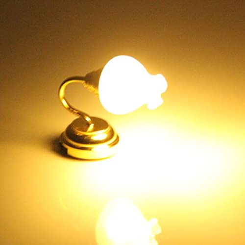 Yiju 1:12 Dollhouse Miniature Metal Retro Light Lamp Button Battery Powered Ornament , 3 #TOP1
