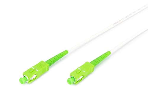 DIGITUS Glasfaserkabel OS2 – 10 m – SC/APC zu SC/APC – Stahlarmiert – Simplex LWL Kabel – SM Singlemode Glasfaser LAN Kabel – Fasertyp: 9/125 µ – Weiß