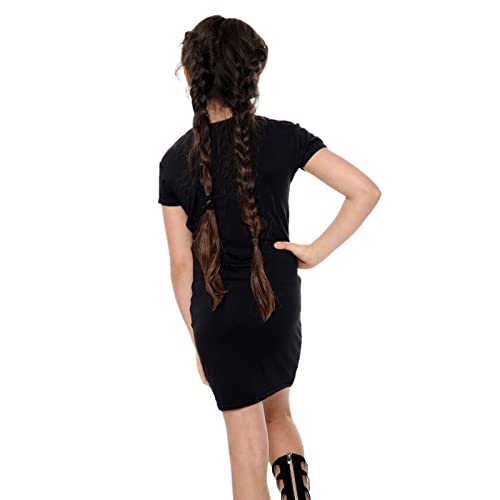 Vestido negro de niña Janisramone elástico de manga corta liso 4