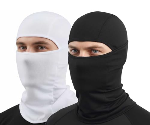 Black & White Ski Mask for Men Women 2 Pack Balaclava Face Mask Summer Shiesty Masks Full Head Cover Motorcycle Helmet Sun UV Protection