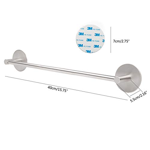 Ulifestar Sus304 Stainless Steel Towel Bar For Bathroom, Strong 3M Self Adhesive Hand Towel Bar Heavy Duty Wall Mount Towel Rack Rv Towel Holder Brushed Nickel,16'' #TOP1