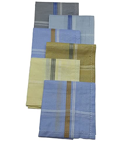 Image of Lepax100% Cotton Premium Collection Handkerchiefs Hanky For Men -Set of 6 Multicolor Striped XXL King Size Handkerchief | LK203