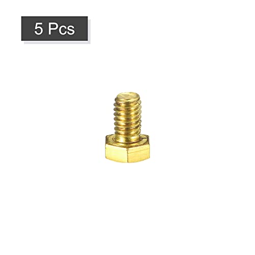 Image of uxcell Brass Hex Bolts, 5 /16-18x1 /2 5pcs Fully Thread Grade 4.8 Solid Brass Hexagon Head Bolt Machine Screws for Machinery