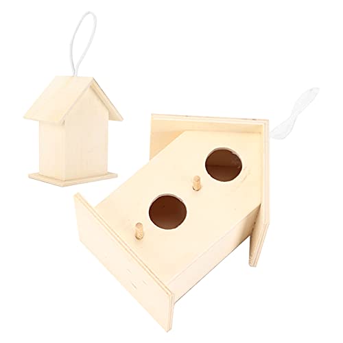 Image of GLOGLOW Bird Nest, Wooden Windproof Cave Hanging Parrot House House for Pet Parrot Budgie Parakeet Cockatoo Canary Finch Dove