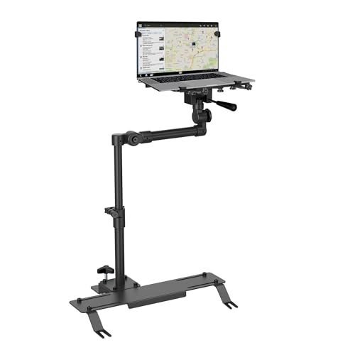 Mount-It! Car Laptop Mount, No-Drill Passenger Seat Laptop Stand with Cooling Tray for Up to 17″ Laptops & Tablets, Adjustable Full Motion Vehicle Laptop Mount