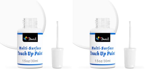 Image of DWIL White Touch Up Paint - Multi Surface Touch Up Paint Pen, Scratch Repair for Wall, Door, Cabinets, Metal, Appliance, Wood, Furniture, 1.5 Fl Oz (Semi Gloss, White) (Pack of 2)