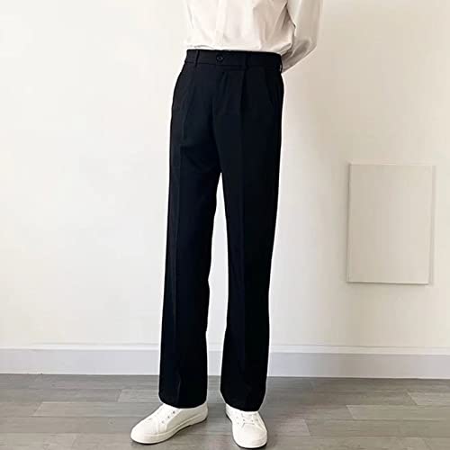 Men's Saggy Wide-Leg Suit Pants Pleat-Front Pant with Hidden Expandable Waist Stretch Texture Weave Slim Fit Pant4