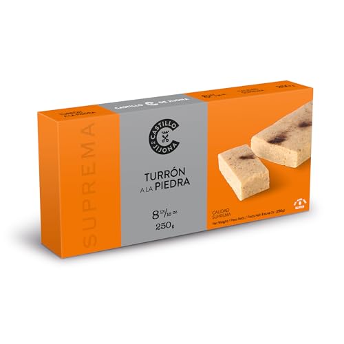 Castillo de Jijona Stone-Nougat, 250 g, traditionelle Handarbeit, glutenfrei, hohe Qualität, 18 Monate Lebensdauer, hergestellt in Spanien (Jijona)