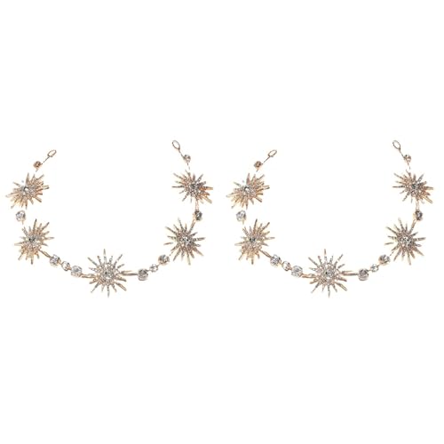 2pcs Crystal Waist Buckle Belt Wedding Bridal Belt with Clip, Sparkly Star Waist Chain Adjustable Body Jewley for Women Dress Belt Accessory, 11.81Inch