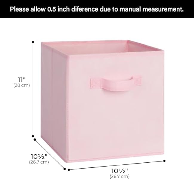 Cupic Cupid 11x11 Storage Cubes, 6 Pack Open Storage Bins with Handles, Collapsible Cube Bins for Closet, Shelves, Offices, Pink