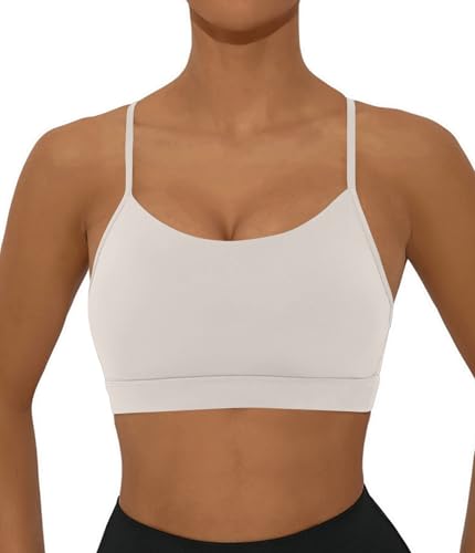 Image of Sports Bra for Women Low Impact Racerback Workout Bras Sexy Thin Straps Yoga Sport Bras with Removable Pads