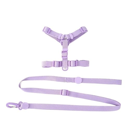 Adjustable Dog Harness Collar Set Reflective Small Dog Accessories for Puppy Cat Supplies Pet Walking(Purple,S)