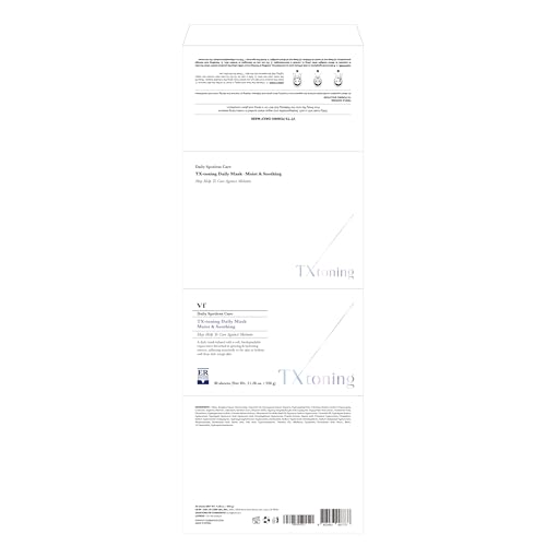 Image of VT COSMETICS TX Toning Daily Mask 30 Sheets, Tranexamic Acid, Niacinamide, Glutathione for Acne Scars, Dark Spots, Sun Spots, Hydrating & Glowing Facial Mask, Fragrance-Free, Korean Face Mask