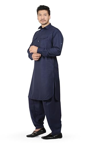 Image of K-ROYALS Full Pathani Suit for Mens /Cotton Blend Pathani kurta payjama set for mens