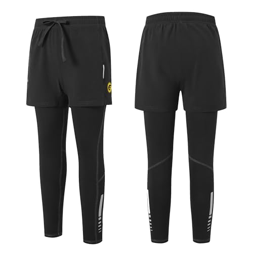 Boys 2 in 1 Athletic Active Leggings Boxing Fitness Sports Running Quick Dry Breathable BJJ Compression Pants