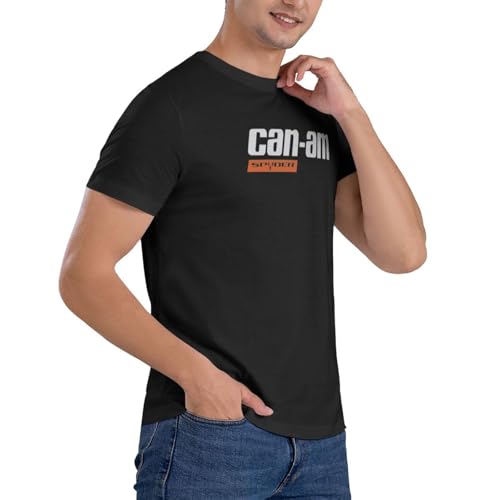 Can and am Casual Short Sleeved Men's Pure Cotton Round Neck T-Shirt Black4