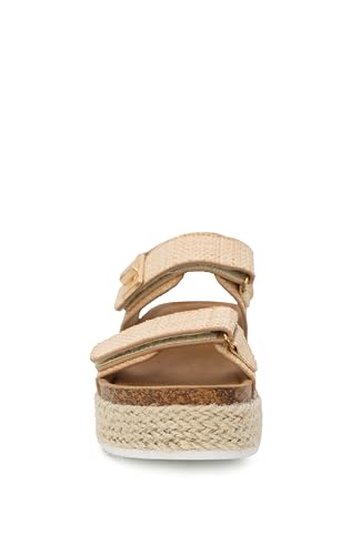 YOKI TRIBECA-Y Platform Sandals For Girls With Double Strap And Gold Buckle - Lightweight Kids Sandal With Cushioned Footbed, Summer Sandal (Beige, Size 4 Big Kid)3
