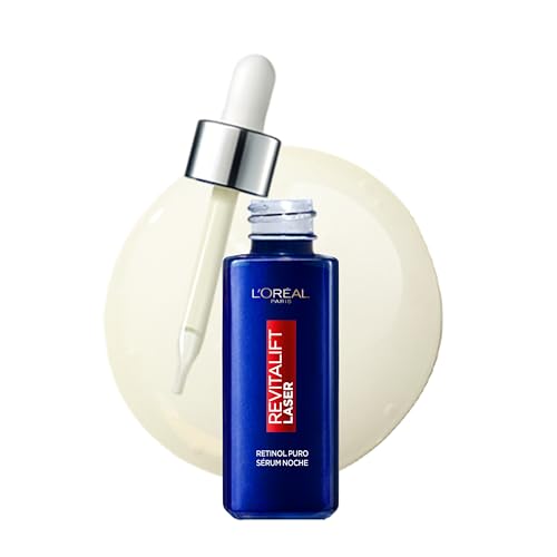 L'Oréal Paris, Revitalift Laser, Sérum de Noche con Retinol Puro, Reduce Arrugas Profundas y Manchas para un Look Hidratado y Radiante, Piel más Lisa y Joven, Aprobado por Dermatólogos, 30ml