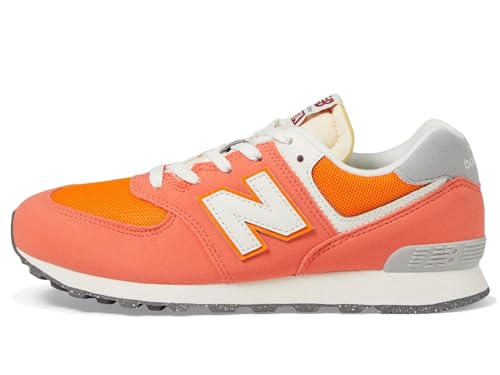 New Balance 574 V1 70s Racing Lace-Up Sneaker, Gulf Red/White, 4.5 Wide US Unisex Big_Kid4