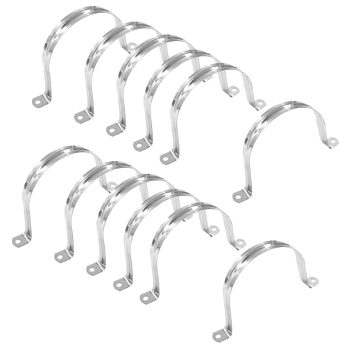 Image of Biaungdo M100 Rigid Pipe Strap, 4 Inch Stainless Steel, 12 Pcs | Two Hole Strap, U Bracket Pipe Clamps, Heavy Duty Conduit Clamps, Tension Tube Clip Cable Clamp Hanger