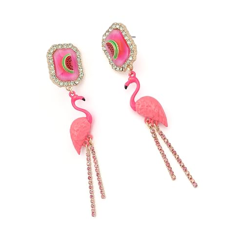 Betsey Johnson Women's Betsey's Backyard Flamingo Drop Earrings3