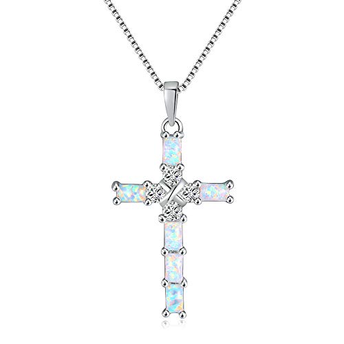 CiNily Cross Pendant Necklace Gold Plated Opal Pendant/Mystic Topaz Gemstone Pendant Criss Jewelry