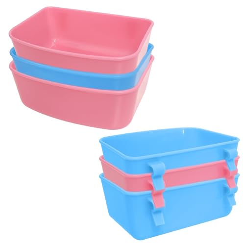 6 Pack Feeder (Blue, Pink), Hanging Feeder,Food and Water Container, Bath Water Bowl Universal for Birds Hamsters Mice Rats Rabbit Guinea Pig Small Pets (S) - image 8