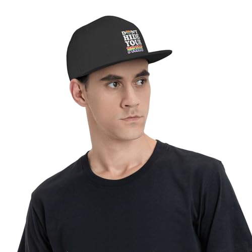 LGBT Pride Month Hat Don't Hide Your Pride Flat Bill Brim Hat Gay Pride Lesbian Love Cap for Men Women Black 5