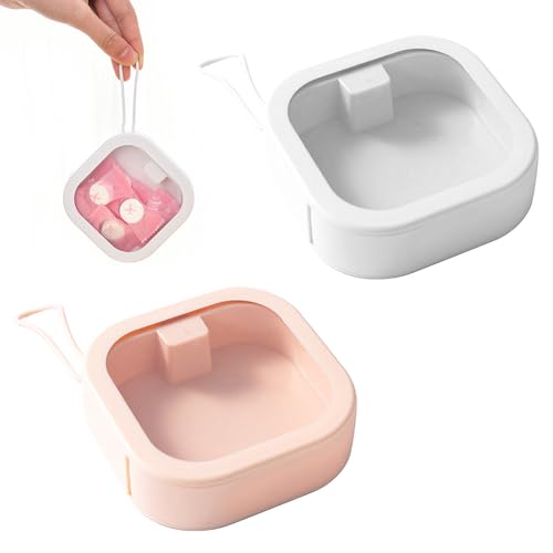MaehSab Qtip Spender für Haargummis, tragbarer Haargummi-Halter, Organizer, Badezimmer-Aufbewahrung, Reisezubehör, Organizer für Wattestäbchen, Haarspange, Haarnadel, 2 Stück