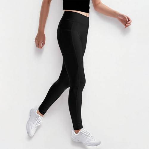 Girls' Athletic Leggings Crossover V Waist Dance Running Yoga Pants Gym Workout Active Tights with Pockets2