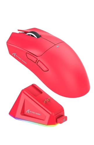 Image of Attack Shark X11 Wireless Gaming Mouse with PAW3311 Sensor, 22000 DPI, Tri-Mode Connectivity, RGB Lighting, and Magnetic Fast Charging Dock- Lightweight and Durable Design (Red)